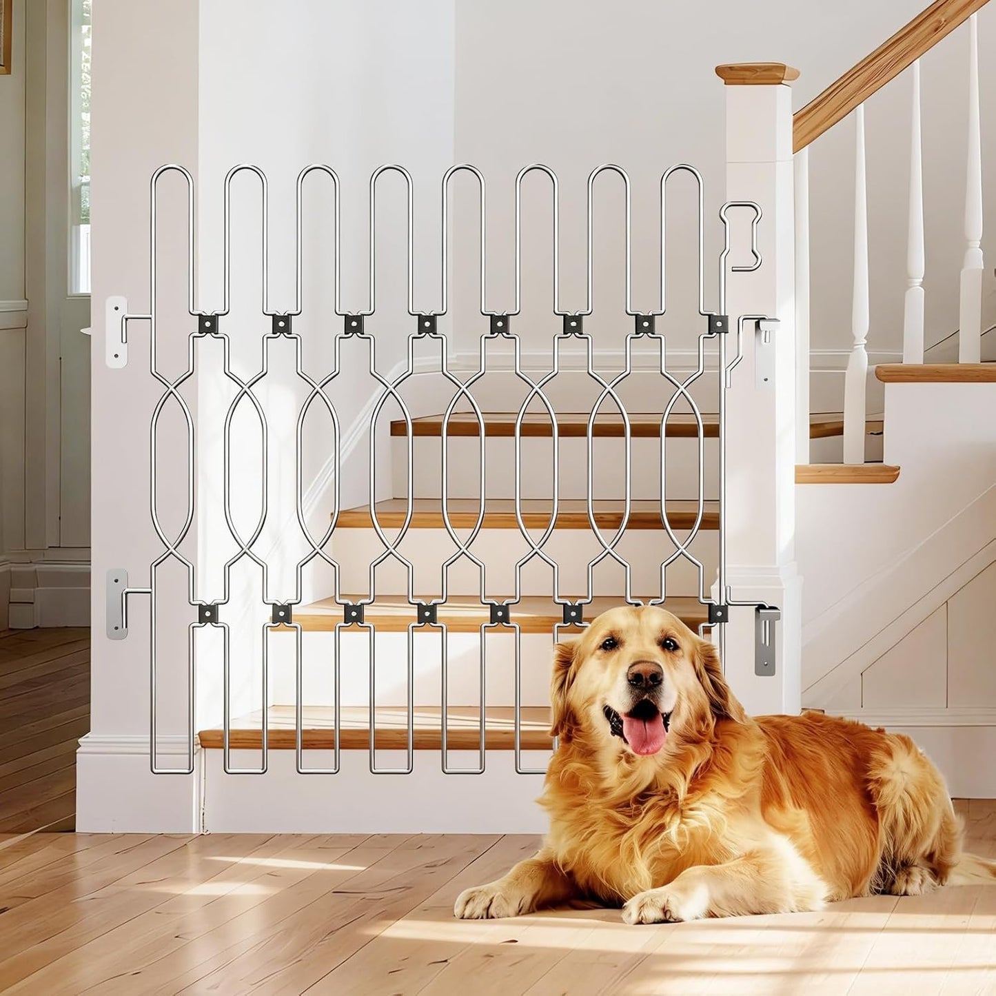 Snagle Paw Extra Tall Metal Retractable Door Barrier, 28.4" Wide 35" Tall Safety Dog Gate for Front Door,Easy Install Retractable Pet Gate for Recreational Vehicle,Doorways