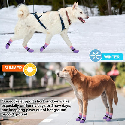 BEAUTYZOO 6PCS Dog Socks to Prevent Licking Paws, Anti Slip Dog Shoes for Hot Pavement Hardwood Floors, Traction Control Toe Grips Boots & Paw Protectors for Small Medium Large Senior Dogs, Grey S