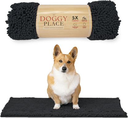 My Doggy Place Dog Mud Mat, 36"x26" Ash – Thick Microfiber Entry Rug for Snow, Mud & Salt – Absorbent, Quick-Dry, Washer-Safe & Non-Slip, Large