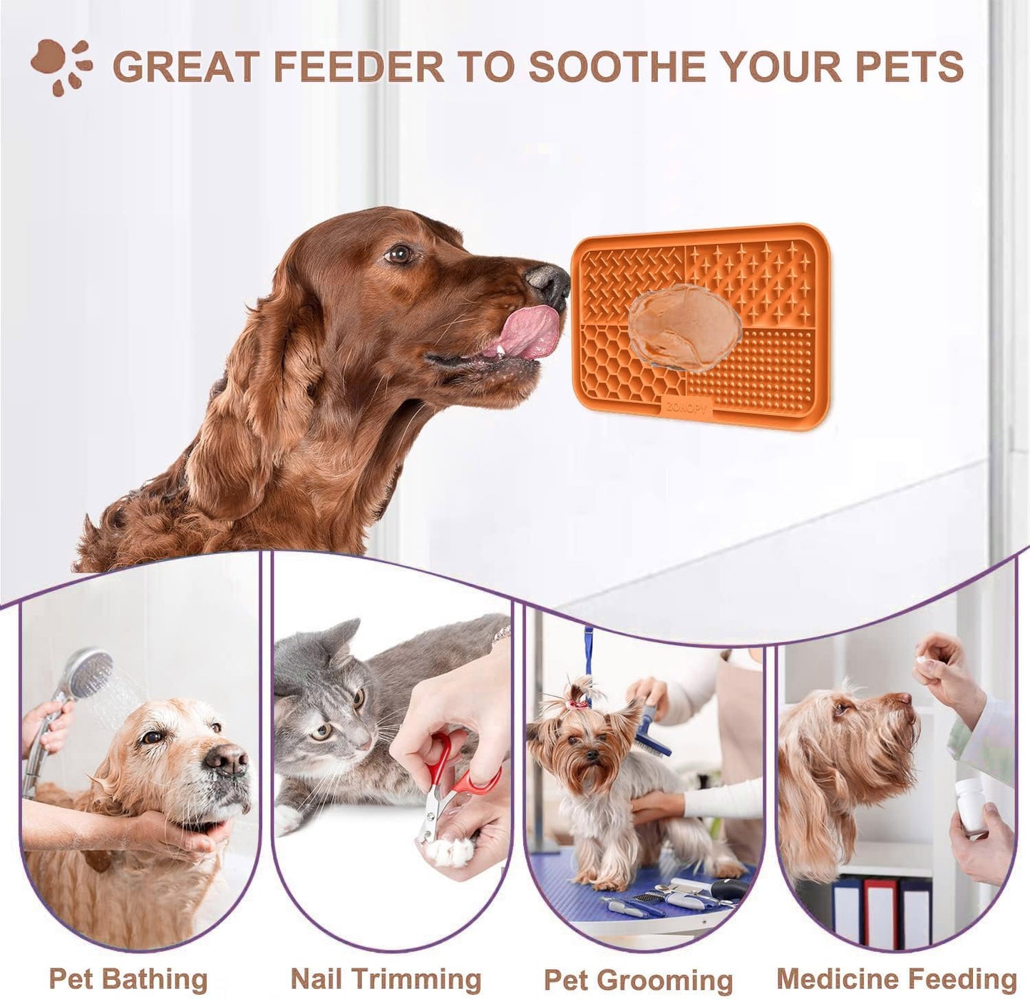 Licking Mat for Dogs & Cats with Suction Cups, 1 Pack Square Dog Slow Feeder Lick Pat for Anxiety Relief & Boredom, Dog Toys to Keep Them Busy, Pets Grooming Bathing Training Mat