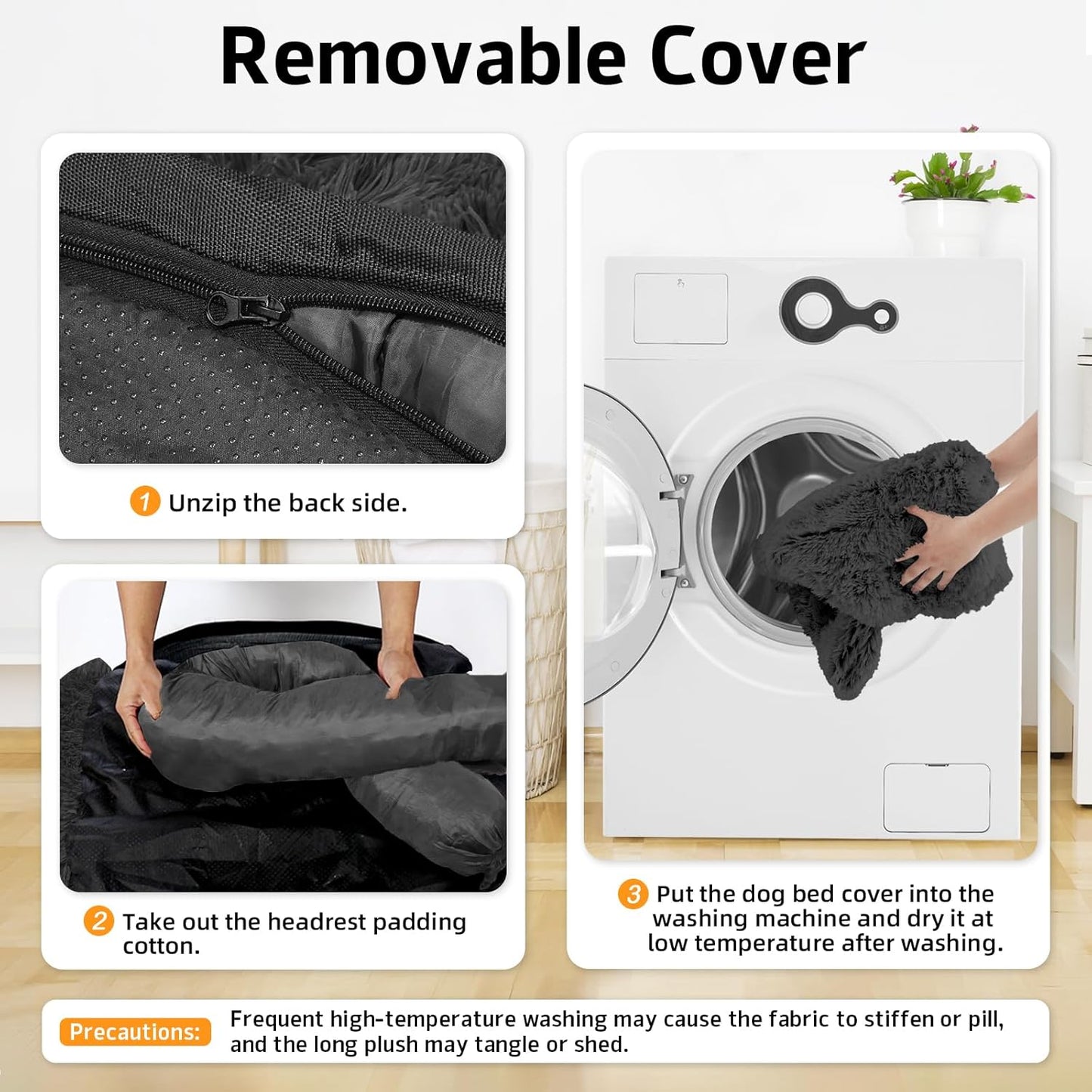 Calming Dog Bed Fluffy Plush Dog Mat for Furniture Protector with Removable Washable Cover for Large Medium Small Dogs and Cats (Large, Light Grey)