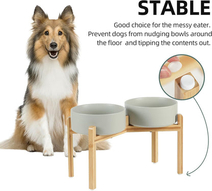 Havniva 8.3” Dog Bowls Elevated Ceramic Dog Food and Water Bowl, Raised Dog Water Bowl with Stand Non-Slip Rubber Base Large Capacity Feeding Pet Food Bowl for Large Dogs
