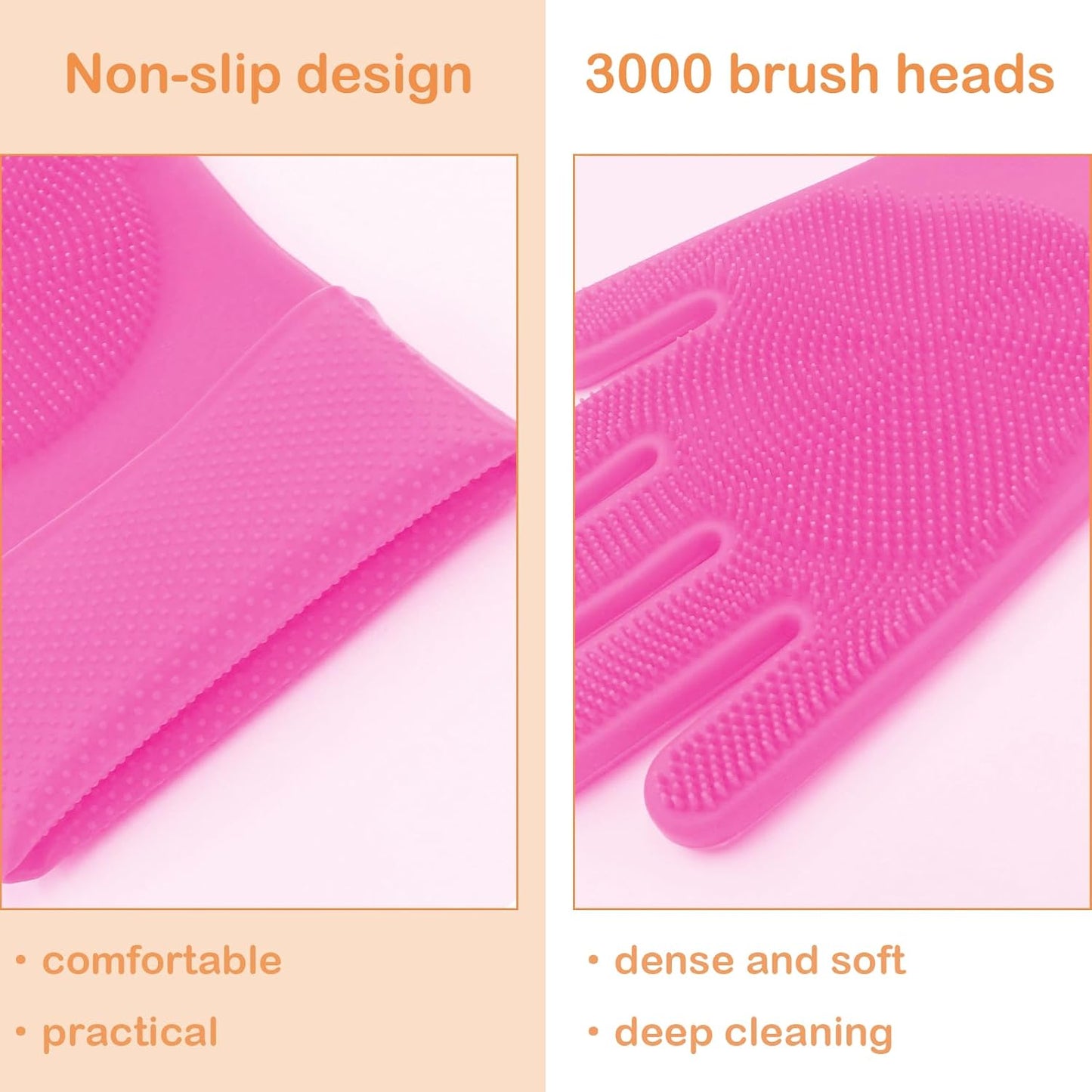 Pet Grooming Gloves, Dog Washing Gloves with High-Density Teeth, Heat Resistant Silicone Dog Bath Scrubber with Enhanced Five Finger Design, Bathing and Massaging for Dogs and Cats