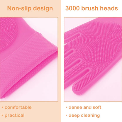 Pet Grooming Gloves, Dog Washing Gloves with High-Density Teeth, Heat Resistant Silicone Dog Bath Scrubber with Enhanced Five Finger Design, Bathing and Massaging for Dogs and Cats