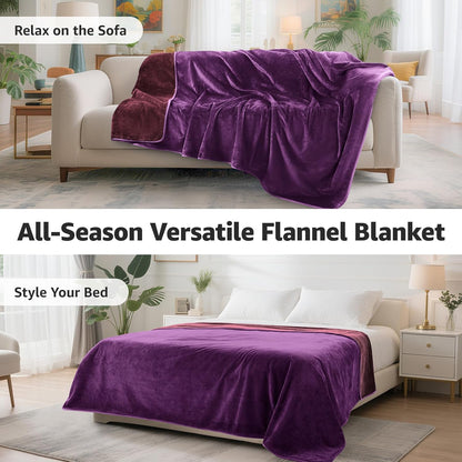 LOOBANI Waterproof Blanket for Bed: Reversible Soft Flannel Twin Bed Blanket 60" x 80", Leakproof Throw Spill-Proof Dog Pet Blanket for Couch Cover, Movie Time, Camping, Travel, Grey