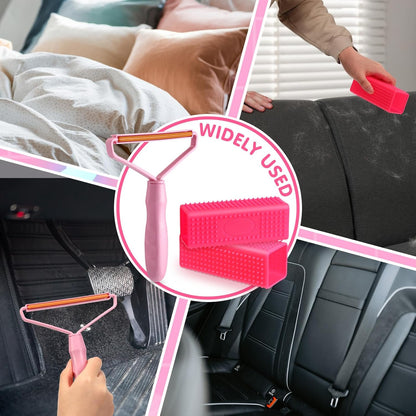 Honeydak 3 Pieces Hair Remover Tool Dog Hair Remover Pro Silicone Cleaner Brush Roller Fuzz Hairball Brush for Carpet Rake, Car Mat, Couch, Pet Bed, Clothes