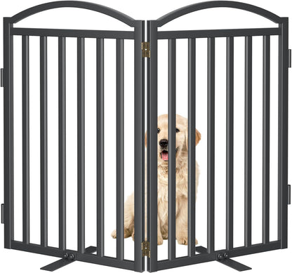 Malier Metal Freestanding Dog Gate, 32'' Height Outdoor Indoor Dog Fences, Extra Wide Foldable Puppy Gate for Stairs (Black, 【2 Panels】 40''W × 32''H)