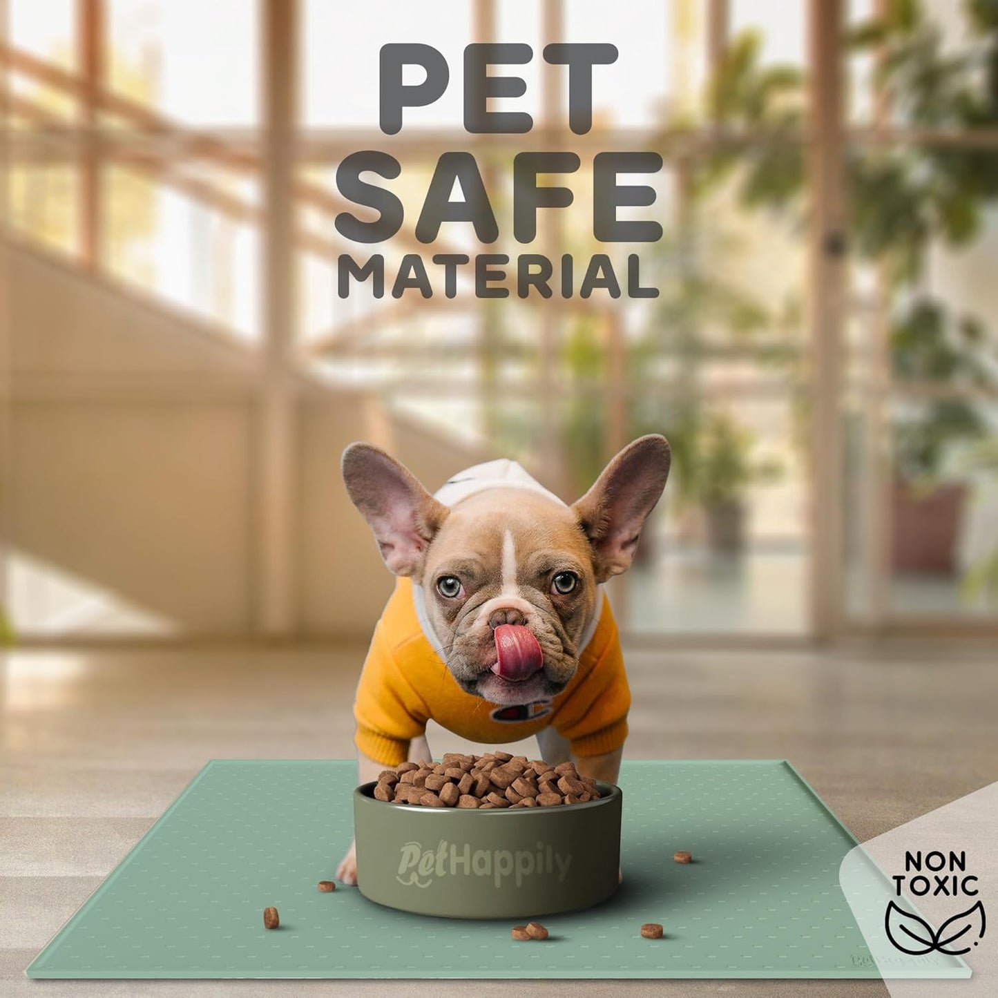 Dog Food Mat - Raised Edges Dogs Mat for Food and Water Prevent Spill, Waterproof Cat Food Mats Protect Floors, Easy Clean Dog Bowl Mats for Food and Water, Silicone Pet Feeding Placemats