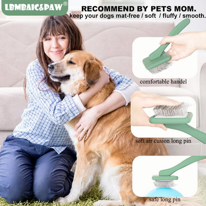 Dog Slicker Brushes for Poodles,Doodles,Goldendoodles,Bernedoodle.Dog Brushes for Thick Long Curly Fur Deshedding,Fluff,Grooming.Remove Loose Fur Quick Easy.Long Pin Slicker Brush.Wooden(Large)