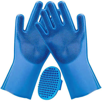 3PCS Dog Bath Supplies - Dog Washing Gloves and Pet Shampoo Brush, Wash Mitt with 3000 Soft Bristles, Adjustable Handle Scrubber for Bath, Massage and Grooming