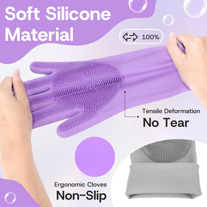2-Pair Pet Hair Remover Glove for Dogs and Cats Washing, Grooming, & Deshedding – Multipurpose Silicone Dog Bath Gloves, Cat Brush Glove Mitt for Pet Cleaning & Household Use (pink & Blue)