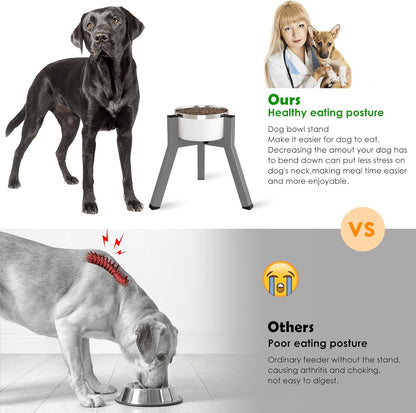 Elevated Dog Bowls for Large and Extra Large Dogs, Adjustable Width Dog Bowl Stand for 7-10.6" Wide Bowls, Food and Water Feeder, 13.7 in Tall Single Holder (Bowl Not Included)