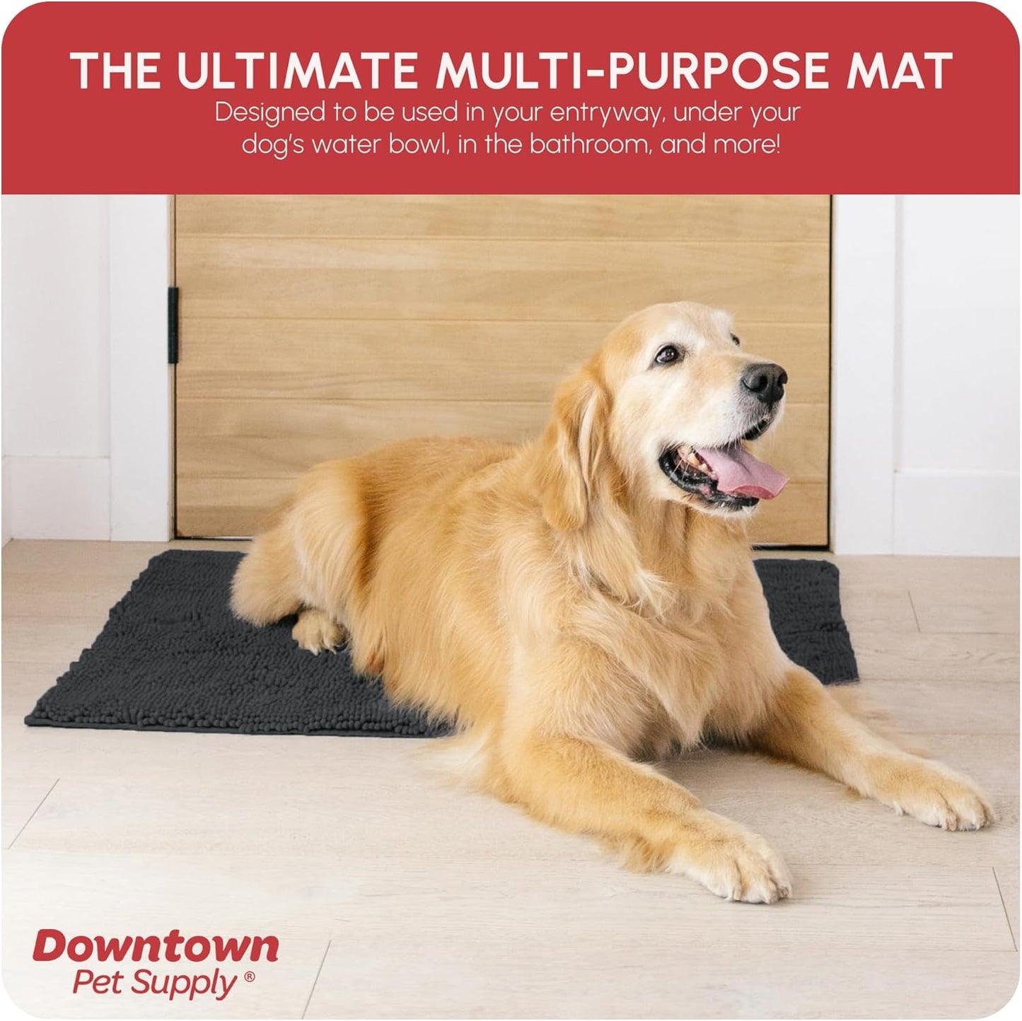 My Doggy Place Dog Mud Mat, 36"x26" Ash – Thick Microfiber Entry Rug for Snow, Mud & Salt – Absorbent, Quick-Dry, Washer-Safe & Non-Slip, Large