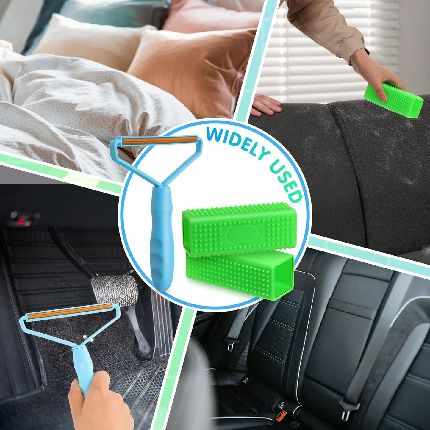 Honeydak 3 Pieces Hair Remover Tool Dog Hair Remover Pro Silicone Cleaner Brush Roller Fuzz Hairball Brush for Carpet Rake, Car Mat, Couch, Pet Bed, Clothes