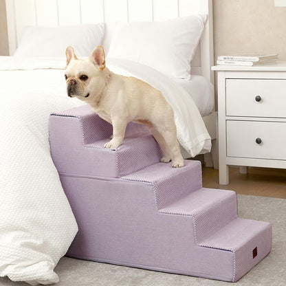 EHEYCIGA Dog Stairs for High Bed 22.5" H, 5-Step Dog Steps for Bed, Pet Steps for Small Dogs and Cats, Non-Slip Balanced Pet Ramp Indoor, Grey