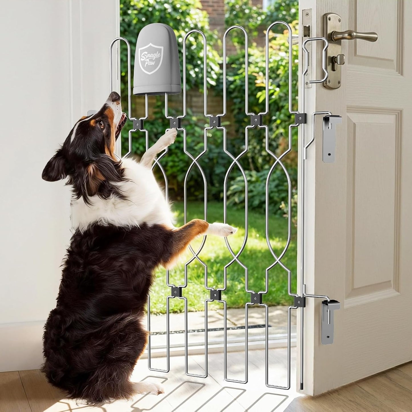 Snagle Paw Extra Tall Metal Retractable Door Barrier, 28.4" Wide 35" Tall Safety Dog Gate for Front Door,Easy Install Retractable Pet Gate for Recreational Vehicle,Doorways