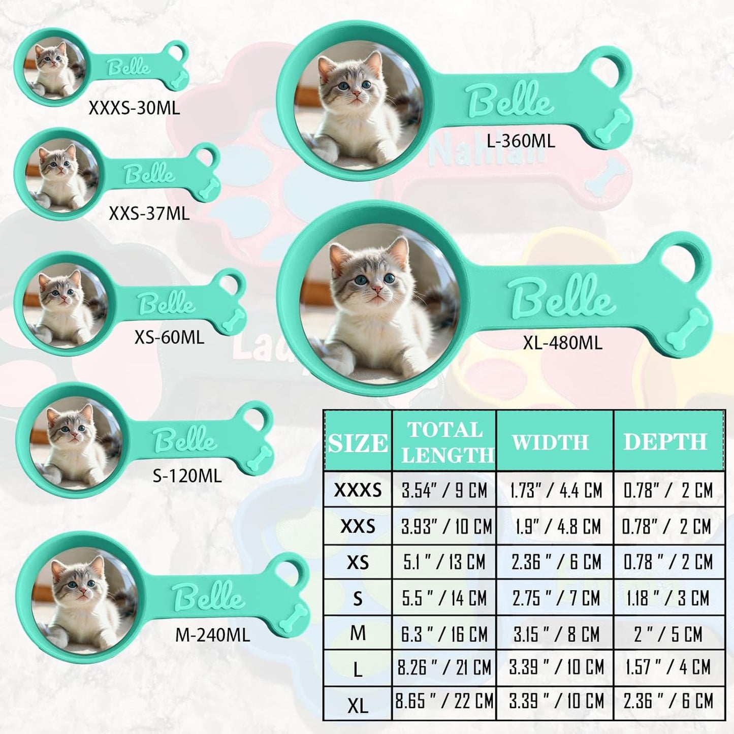 ubjva Personalized Dog Food Scoop Custom Dog Food Measuring Cup with Name Pet Accessories Gifts for Pet Lover