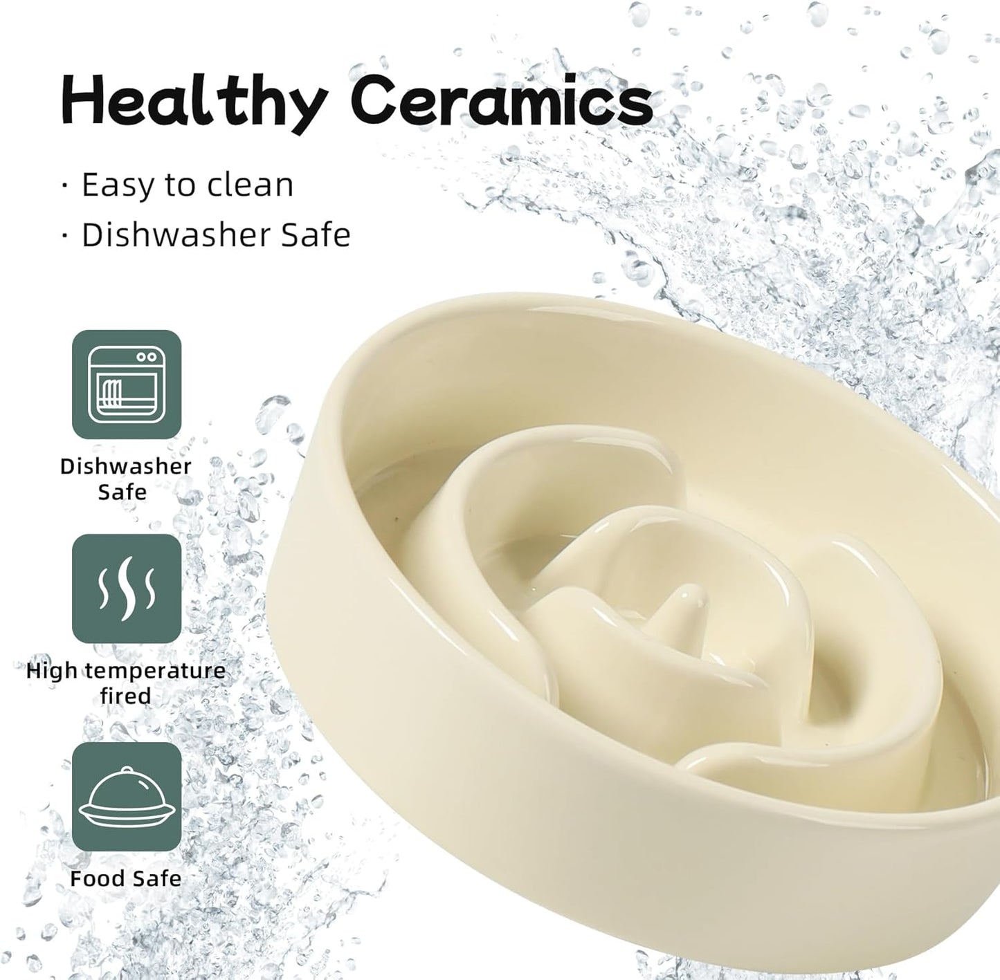 Havniva Ceramic Slow Feeder Dog Bowls, 1.6 Cups Dog Bowl Slow Feeding for Medium Breed, 8.2inch Puzzle Dog Food Bowl Slow Feeder Non-Slip Anti-Gulping and Anti-Choking Reduces Bloating