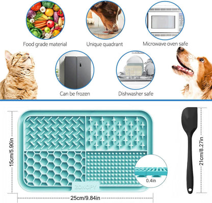Licking Mat for Dogs & Cats with Suction Cups, 1 Pack Square Dog Slow Feeder Lick Pat for Anxiety Relief & Boredom, Dog Toys to Keep Them Busy, Pets Grooming Bathing Training Mat