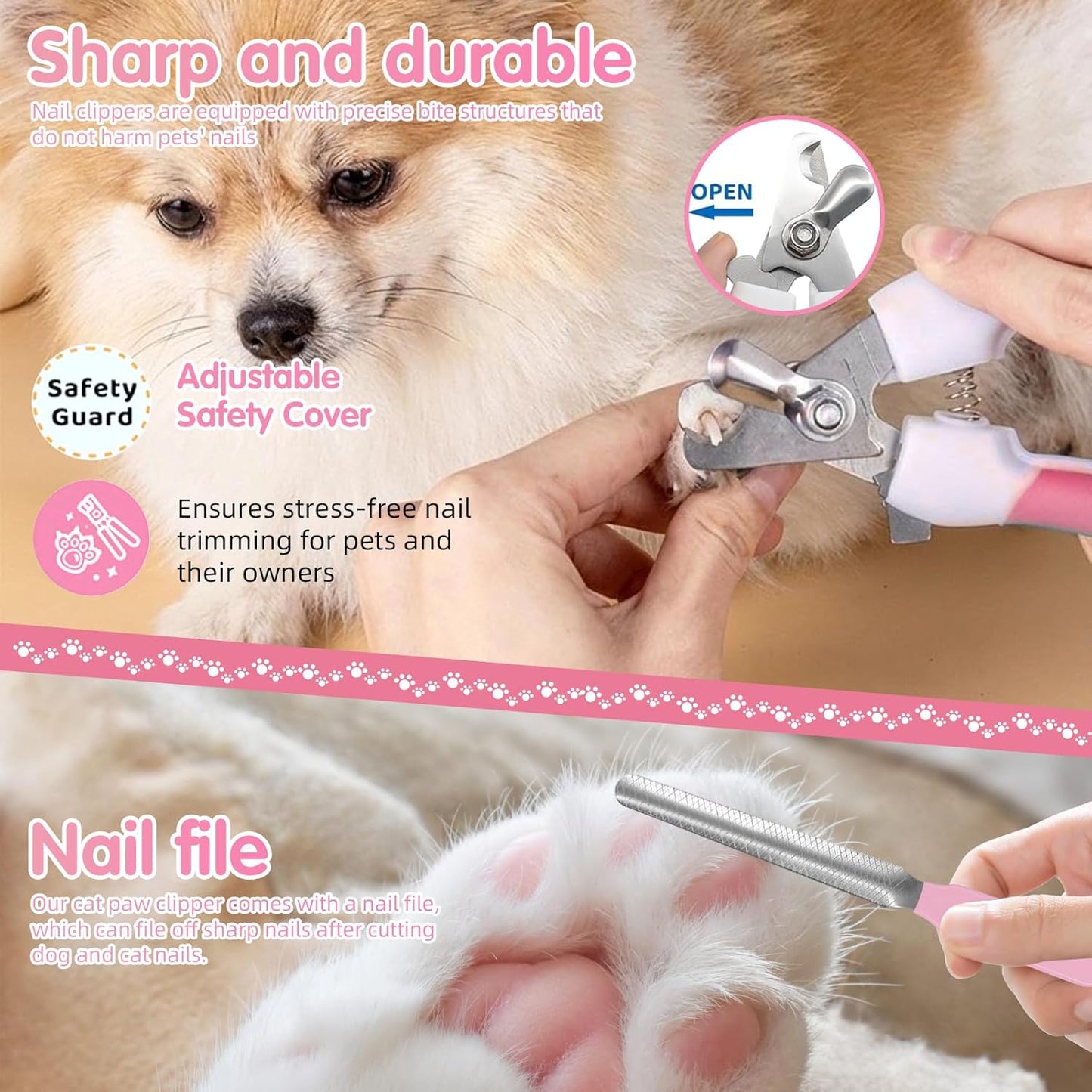Aglads 8PCS Cat Rabbit Bunny Dog Grooming Kit,Self-Cleaning Brush,Nail Clipper,Grooming Glove,Massage Brush,Flea Comb,Towel&Travel Bag,Complete Grooming Tools for Long&Short Haired Pets(8, blue)