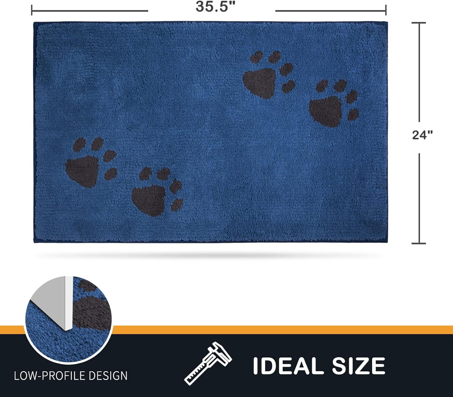 PURRUGS Dirt Trapping Door Mat 20" x 31.5", Non-Skid/Slip Machine Washable Microfiber Entrance Rug, Shoes Scraper, Dog Doormat, Super Absorbent Floor Mat for Muddy Wet Shoes and Paws, Grey
