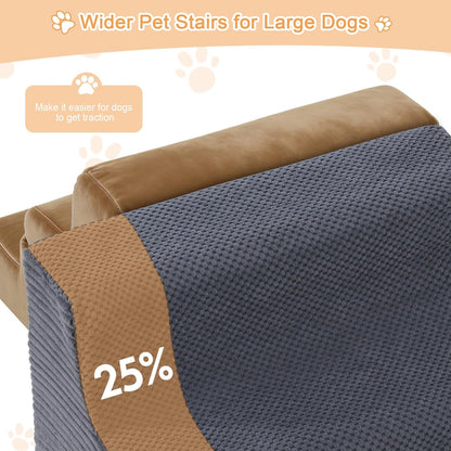 Dog Ramp for Bed, 23" H Dog Stairs for High Bed, 2 in 1 Pet Steps for Small Dogs, 5-Step Foldable Transformable Large Cats Ramp to Get on Couch, Non-Slip Balanced, Grey