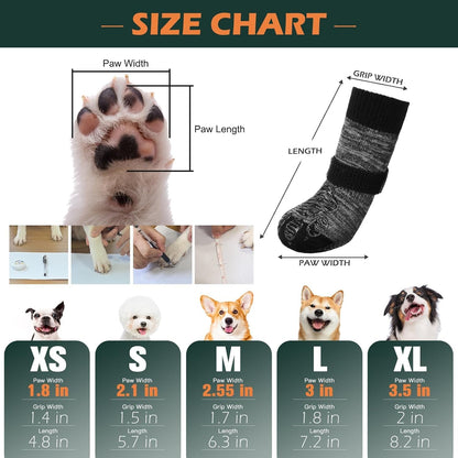 EXPAWLORER Anti Slip Dog Socks to Prevent Licking Paws, Dog Shoes for Hot Pavement Walk, Dog Booties for Hardwood Floors, Dog Boots & Paw Protectors with Grippers for Small Medium Large Senior Dogs M