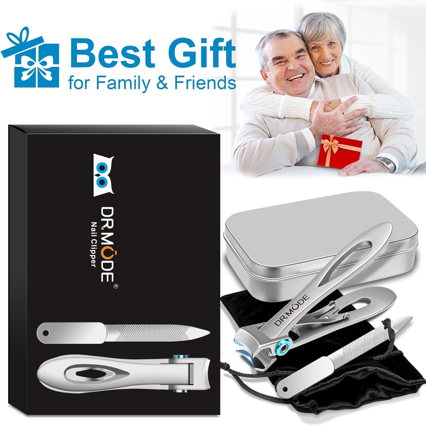 Toenail Clippers for Seniors Thick Toenails, Upgrade Angled Head Large Toe Nail Clippers for Men with Wide Jaw Opening, Sharp Heavy Duty Fingernail Clipper Cutter with Catcher Long Handle -Black