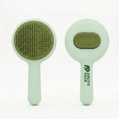 Argo's Pack - Pet Brush for Shedding - Self-Cleaning Slicker Brush for Cats and Dogs, Gently Removes Mats and Tangled Fur, Professional Grooming Tool for Long & Short Haired Pets, Hair Remover