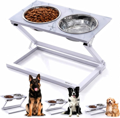 Elevated Dog Bowls, Adjustable Raised Dog Bowl Stand with 2 Stainless Steel Food Bowls 20°Tilted Water Bowls for Medium Small Sized Dogs (Black, Medium)