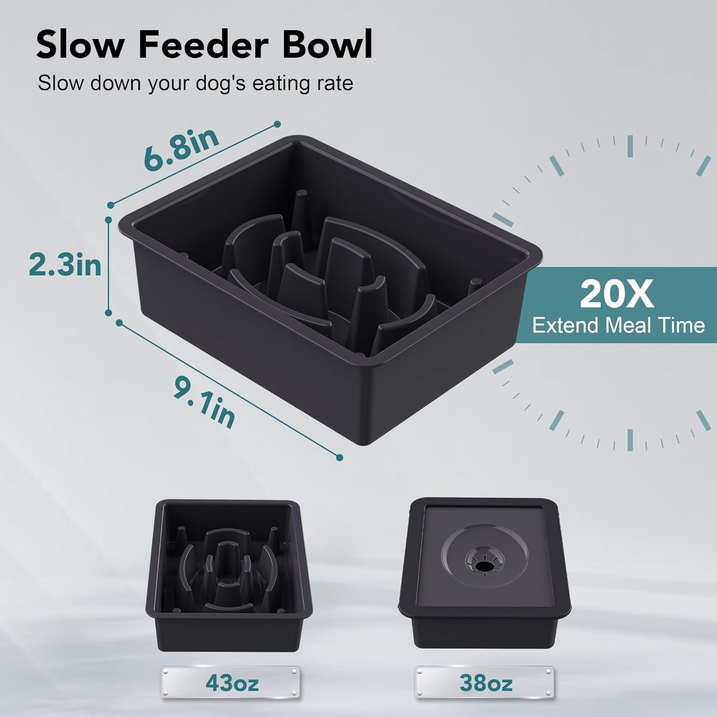 UPSKY 2-in-1 Elevated Dog Bowls Slow Feeder, 4 Height Adjustable Raised Bowl Stand, No Spill Dog Water Bowls, Anti-Slip Food and Water Bowls for Small Medium Dogs(Not Include Stainless Steel Bowl)