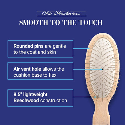 Chris Christensen Dog Brush, 27 mm Oval Pin Brush, Original Series, Groom Like a Professional, Stainless Steel Pins, Lightweight Beech Wood Body, Ground and Polished Tips