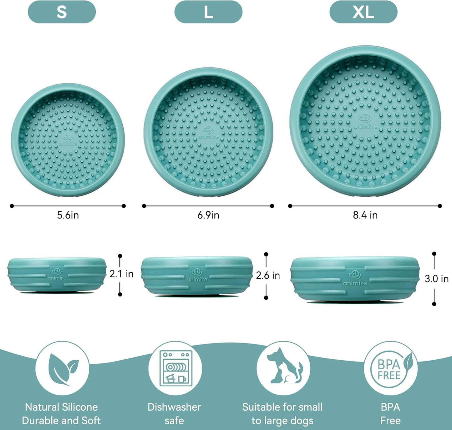 Dog Lick Bowl, Animire Freeze Lick Mat for Dogs, Non-Slip Slow Feeder Licking Bowl Enrichment Treat for Distraction Anxiety Relief, Food Grade Silicone, Dishwasher Safe(Pastel Purple,S)