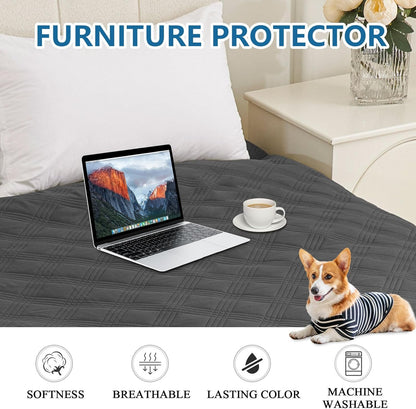 hyha Waterproof Dog Bed Blanket, Soft Pet Blankets, Waterproof Couch Cover for Dogs, Reversible Sofa Covers Washable for Furniture (30x70 Inch, Grey/Dark Grey)