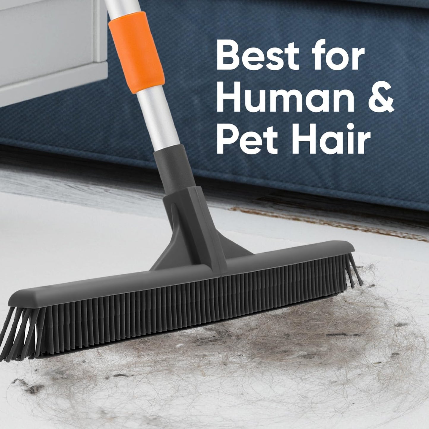 Superio 16"" Slim Silicone Salon Broom - Carpet Rake for Liquid, Human Hair, and Pet Hair, and Fur Space Saving and Easy to Wash, 12811274