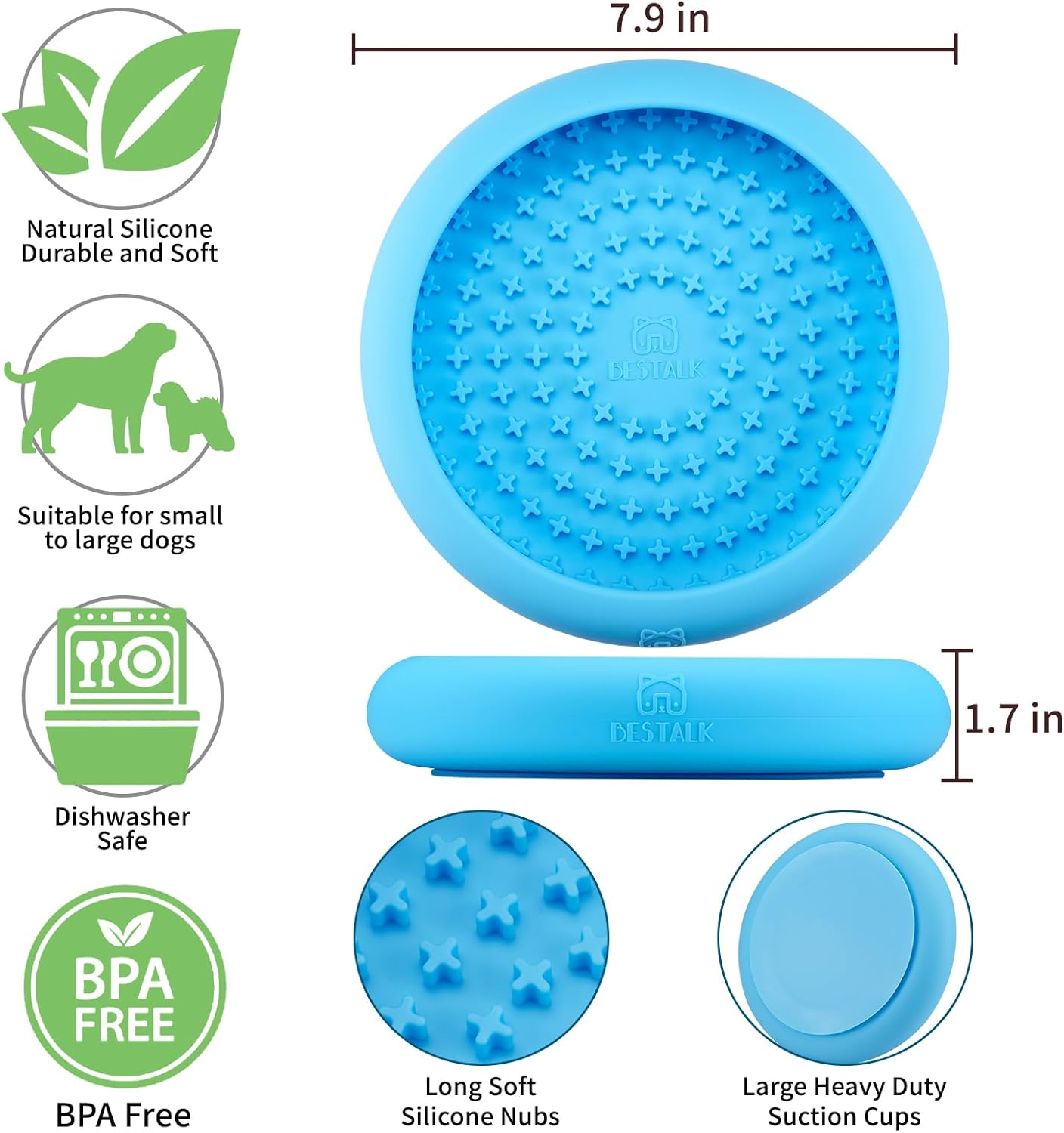Dog Lick Bowl, Bestalk Anxiety Relief Slow Feeder Dog Lick Mat Treat Dispenser, Non-Slip Licking Bowl Enrichment Toys, BPA Free Silicone, Dishwasher Safe