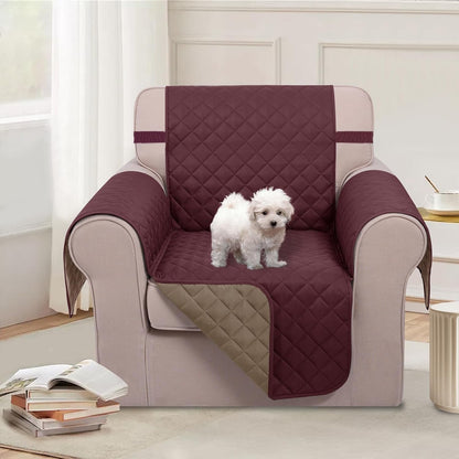 U-NICE HOME Reversible Sofa Cover Washable Couch Cover for Dogs Friendly with Elastic Straps Water Repellent Furniture Protector for 3 Cushion Couch (Sofa, Coffee/Beige) - Colors B