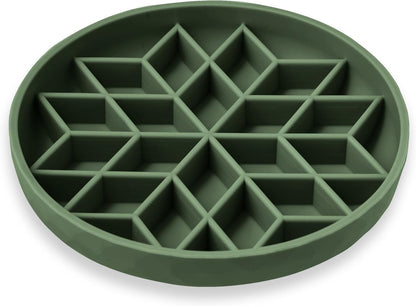 OHMO Slow Feeder Dog& Cat Bowl, Silicone Puppy Cat Food Bowl with Anti-Slip Suction Cup Slow Down Small Dogs Eating, Anti Choking (S-Tree of Life,Sage Green)
