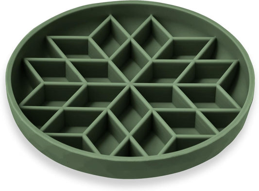 OHMO Slow Feeder Dog& Cat Bowl, Silicone Puppy Cat Food Bowl with Anti-Slip Suction Cup Slow Down Small Dogs Eating, Anti Choking (S-Tree of Life,Sage Green)