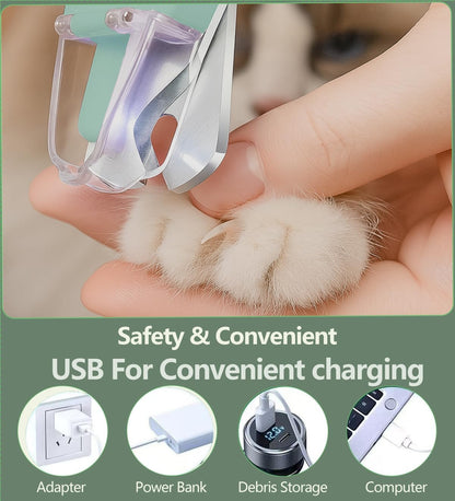 2-in-1 Dog Nail Clipper & Nail Grinder with 2 LED Lights Splash Guard for Large Medium Small Cats Dogs Pets Paw Trimmer Claw Grinders USB Rechargeable White
