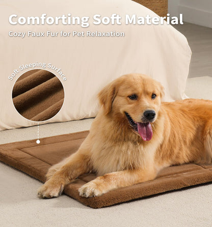 Made4Pets Dog Crate Pad Bed for Medium Large Dogs, Washable & Reversible, Anti-Slip Kennel Mat for Cozy Sleeping, Soft Fluffy Dog Bed for Indoor & Outdoor Use, 35"x23", Gray