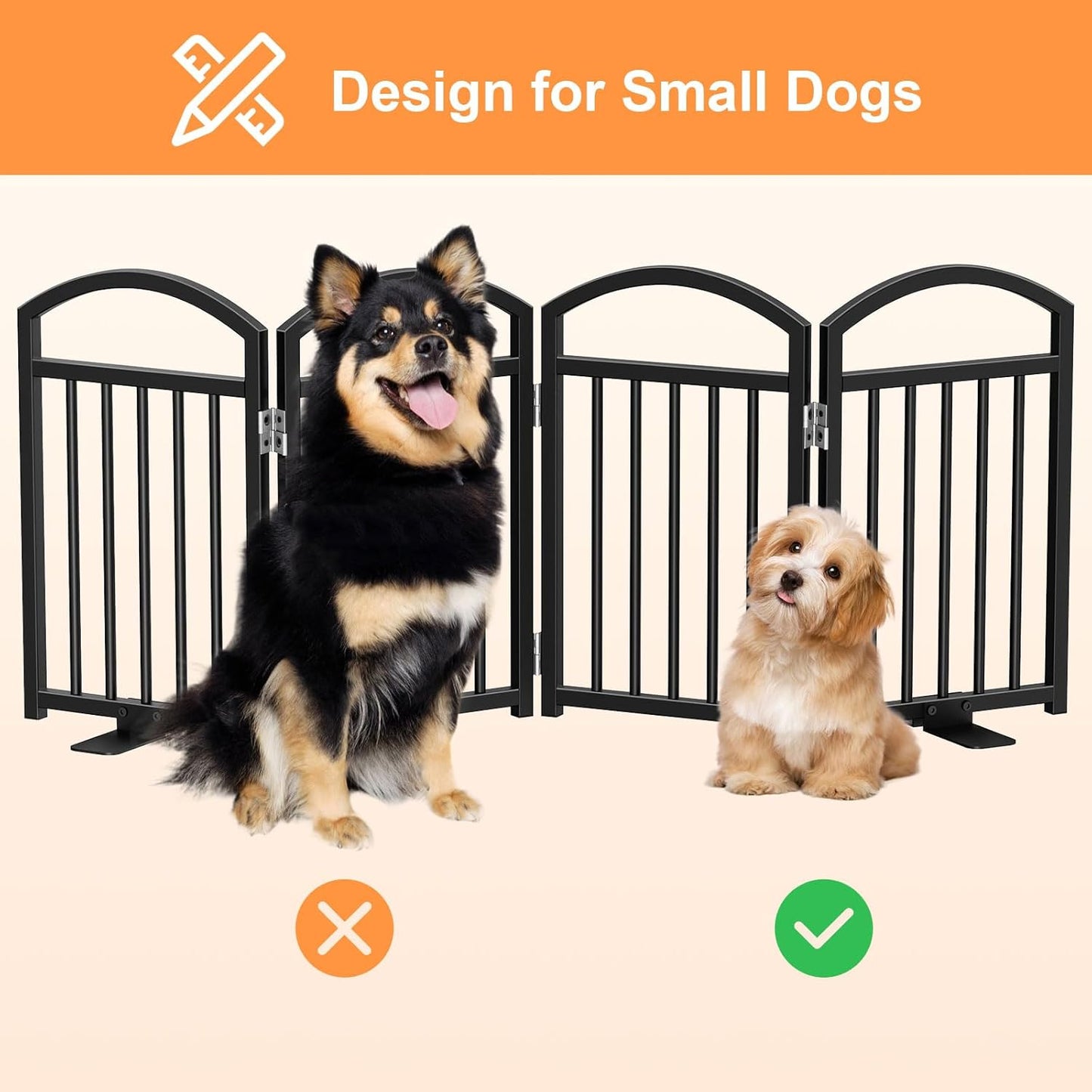 Snughome Short Dog Gate Indoor, 19.69" H Freestanding Small Dog Door Gates with Support Feet, Expands Up to 48" Wide Foldable Pet Gates for Doorway, 4 Panel Folding Pet Door Pet Fence for Puppy, White