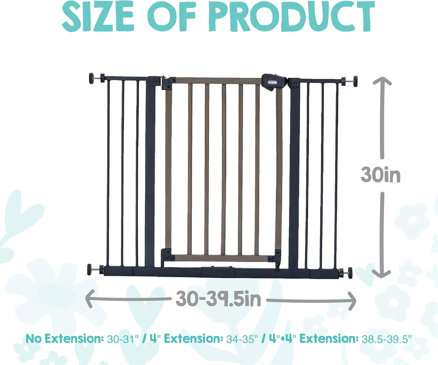 Regalo Safety 30.5-58" Extra Wide Arch Baby Gate with Door, Pressure Mount Walk Through Gate for Doorways & Bottom of Stairs, Babies, Toddlers & Pets, Tested & Safe, American Designed, American Owned