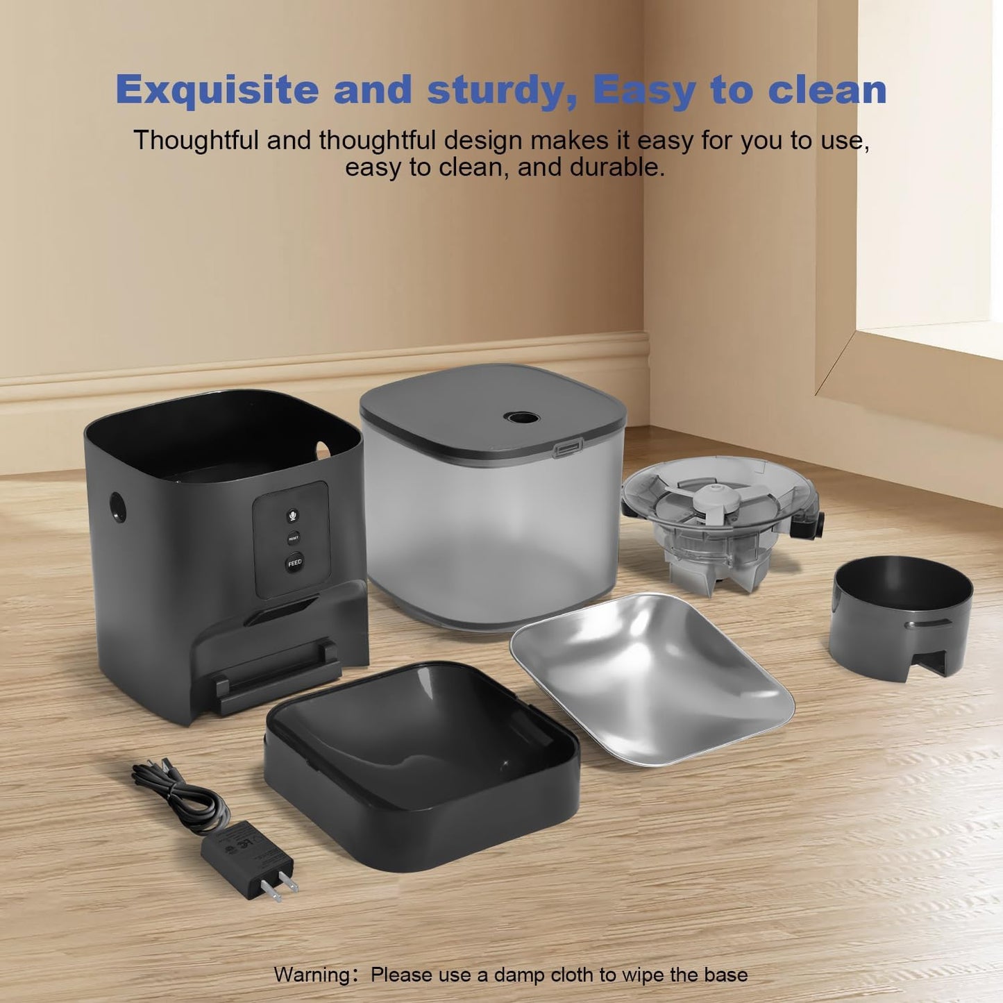 ANDOLL HOME Automatic Cat Feeder, 4L Cat Food Dispenser with 10s Voice Recorder, Pet Feeder up to 8 Meals per Day, Timed Dog Feeder with Dry Food Sealed Ring