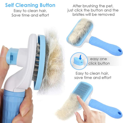 Self-Cleaning Slicker Brush, Dog Cat Bunny Pet Grooming Shedding Brush, Easy to Remove Loose Undercoat, Pet Massaging Tool Suitable for Pets with Long or Short Hair (Black)