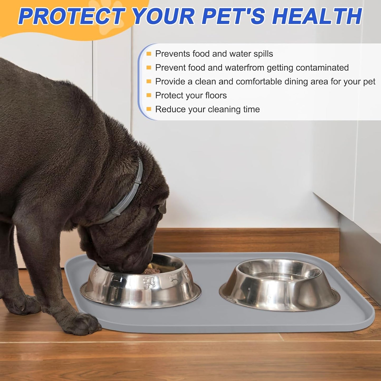 Small Silicone Pet Food Mat with Raised Edge for Food and Water Bowl, Square Dog Feeding Mats, Cat Food Trays for Floor Waterproof, Rubber Tray for Dogs and Cats, 12 x 12 x 0.7 Light Olive Green