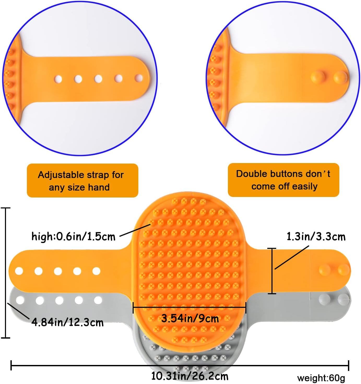Dog Grooming Brush, Pet Shampoo Bath Brush Shedding Soothing Massage Rubber Comb with Adjustable Ring Handle for Long Short Haired Dogs and Cats 2pcs