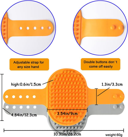 Dog Grooming Brush, Pet Shampoo Bath Brush Shedding Soothing Massage Rubber Comb with Adjustable Ring Handle for Long Short Haired Dogs and Cats 2pcs