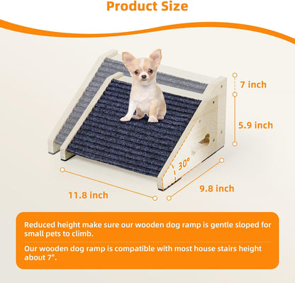 4 Pack Wooden Dog Ramp for Stairs Suits for Small Medium Large Dogs Cats, Pet Steps for Staircase Ramp for Dogs Cats, Need Installation(Gray, S: 11.8 * 9.8 * 5.9 inches)
