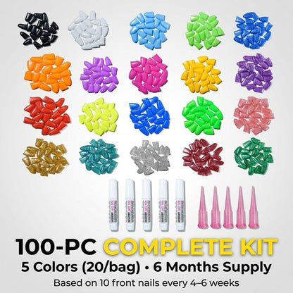 zetpo Dog Nail Caps & Claw Caps (100 pcs) - Anti Slip Dog Toe Grips & Covers for Hard Floors - Instant Traction & Mobility Support for Senior Dogs - Stops Scratches & Reduces Floor Noise (XL)